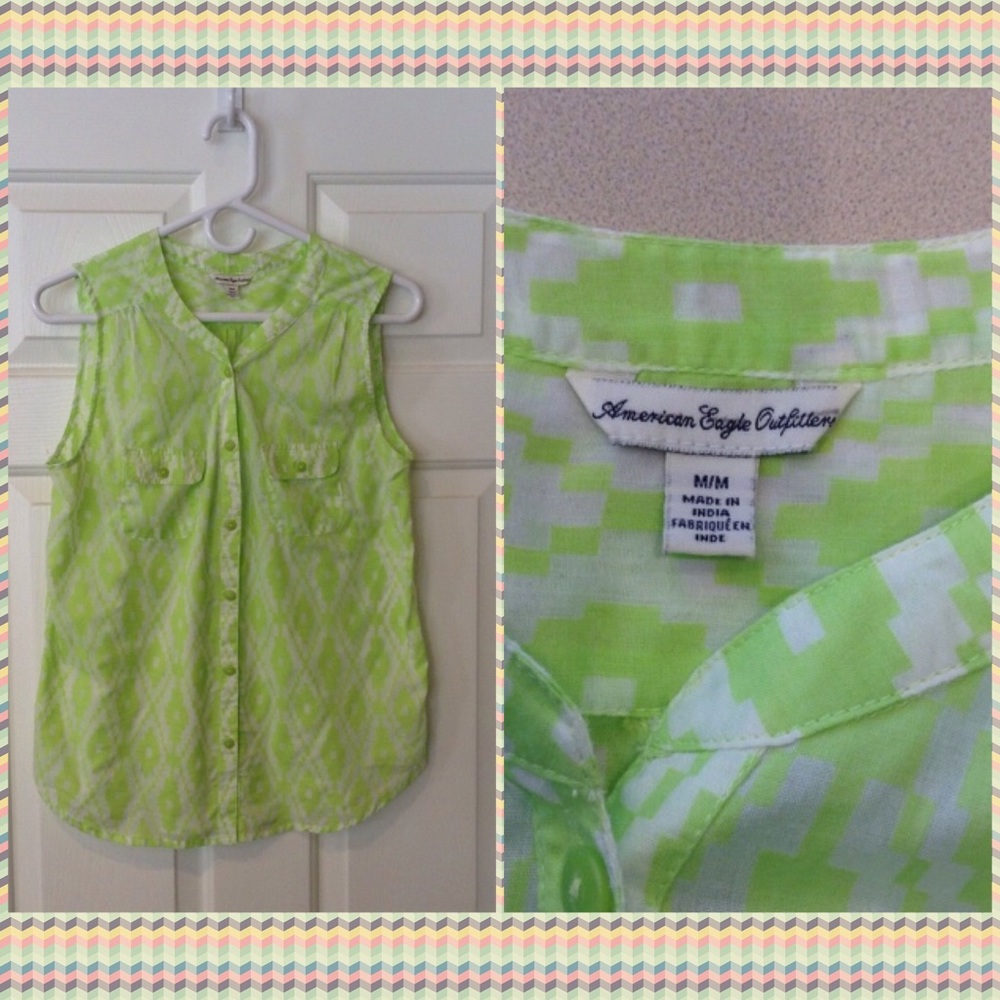 Lime green American Eagle sleeveless blouse